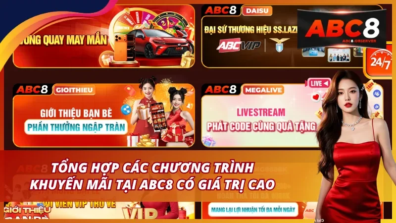 Tổng hợp các chương trình khuyến mãi định kỳ tại ABC8: vòng quay may mắn, giới thiệu bạn bè, livestream phát code